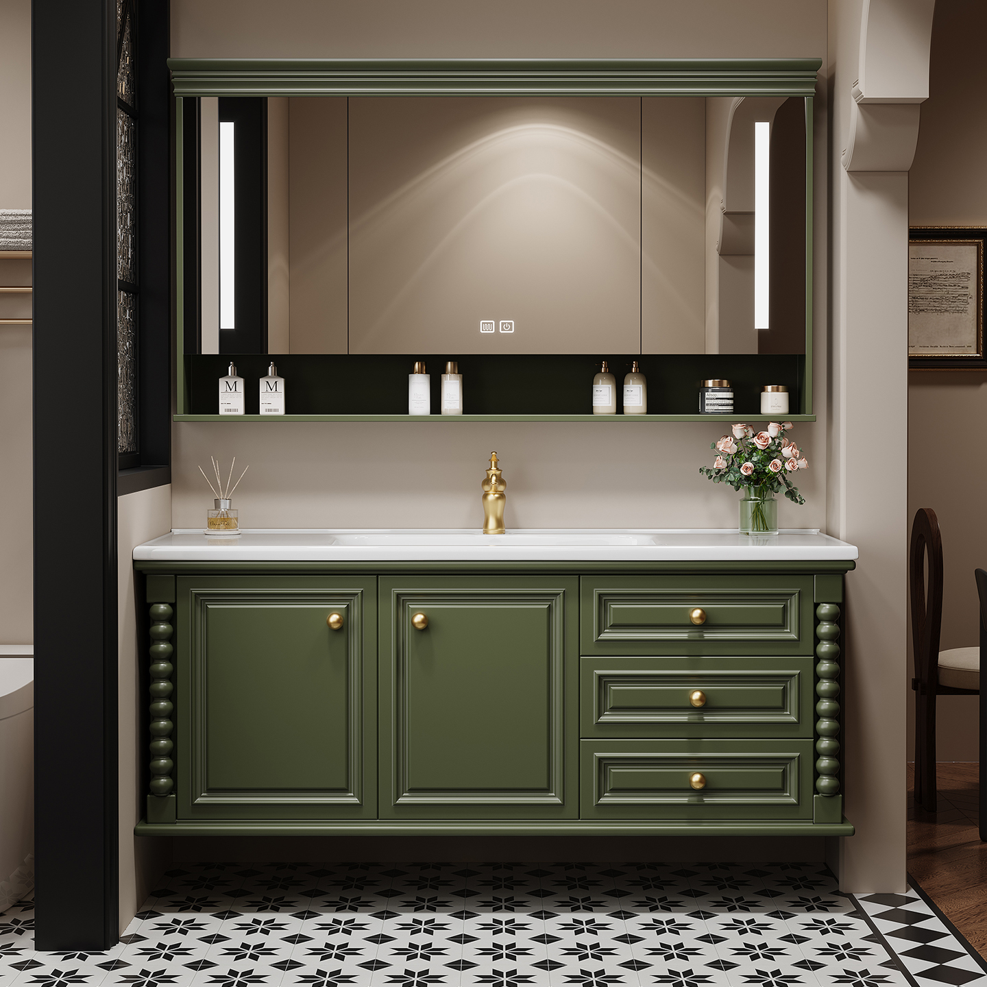 Home Bathroom Vanity Combo - Storage Drawers Cupboard Toilet Organizer Drawers