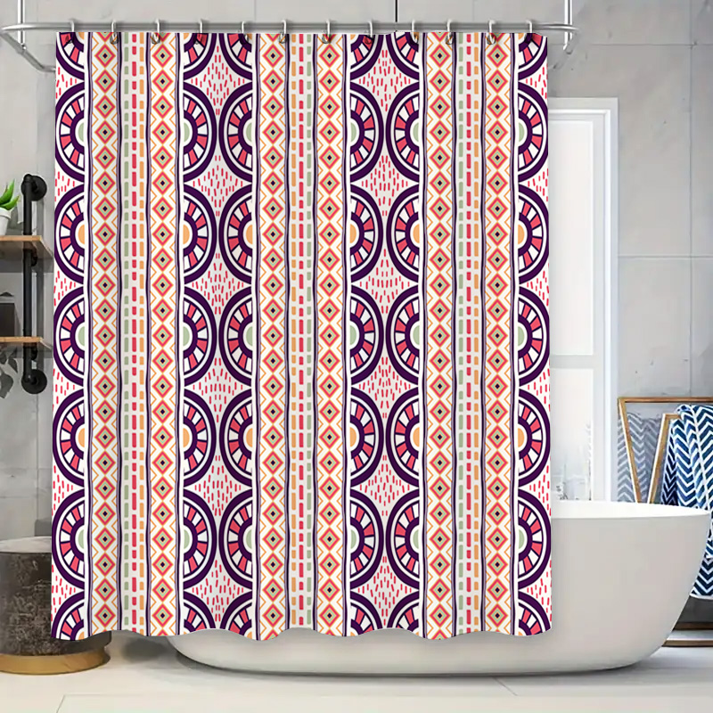 Patterned Shower Curtain Decor - Home Bathroom Reno avaliação e preço