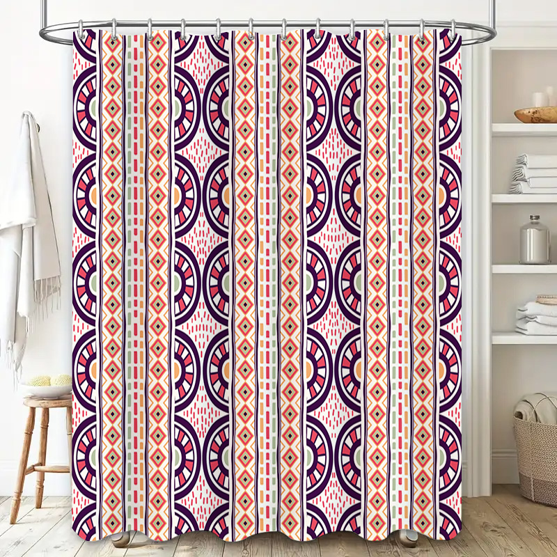 Patterned Shower Curtain Decor - Home Bathroom Reno avaliação e preço