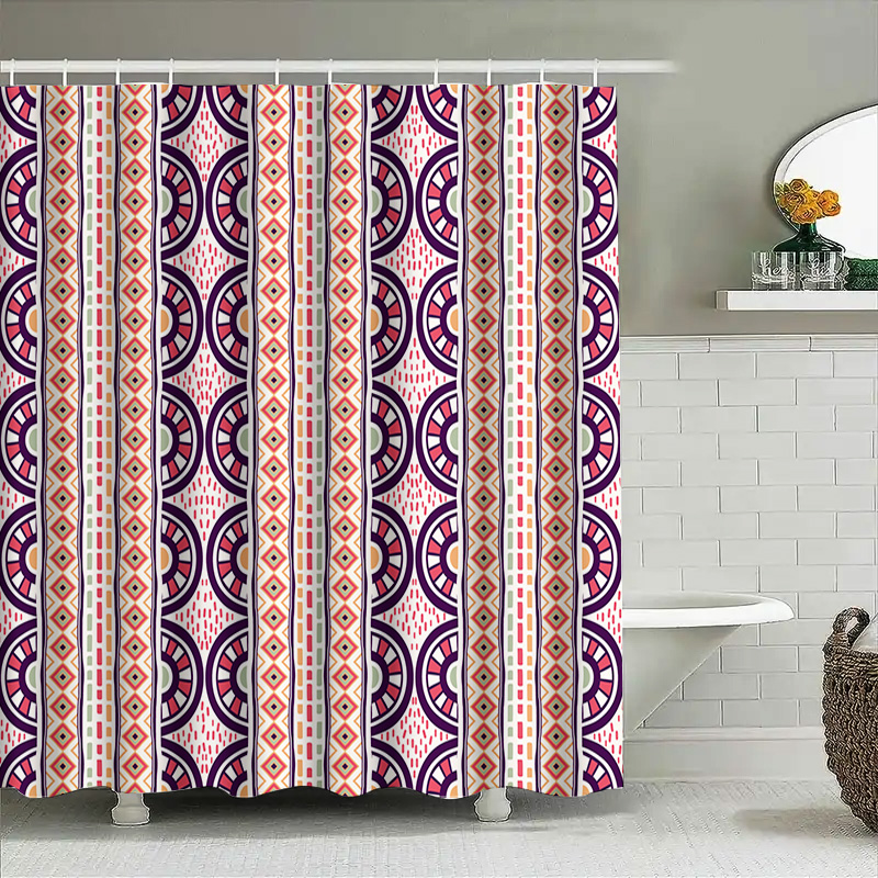 Patterned Shower Curtain Decor - Home Bathroom Reno avaliação e preço