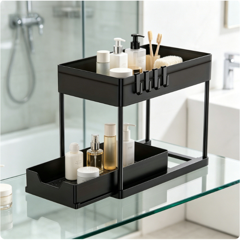 2 Tier Under Sink Sliding Orga - Home Goods Bathroom Cabinets avaliação e preço