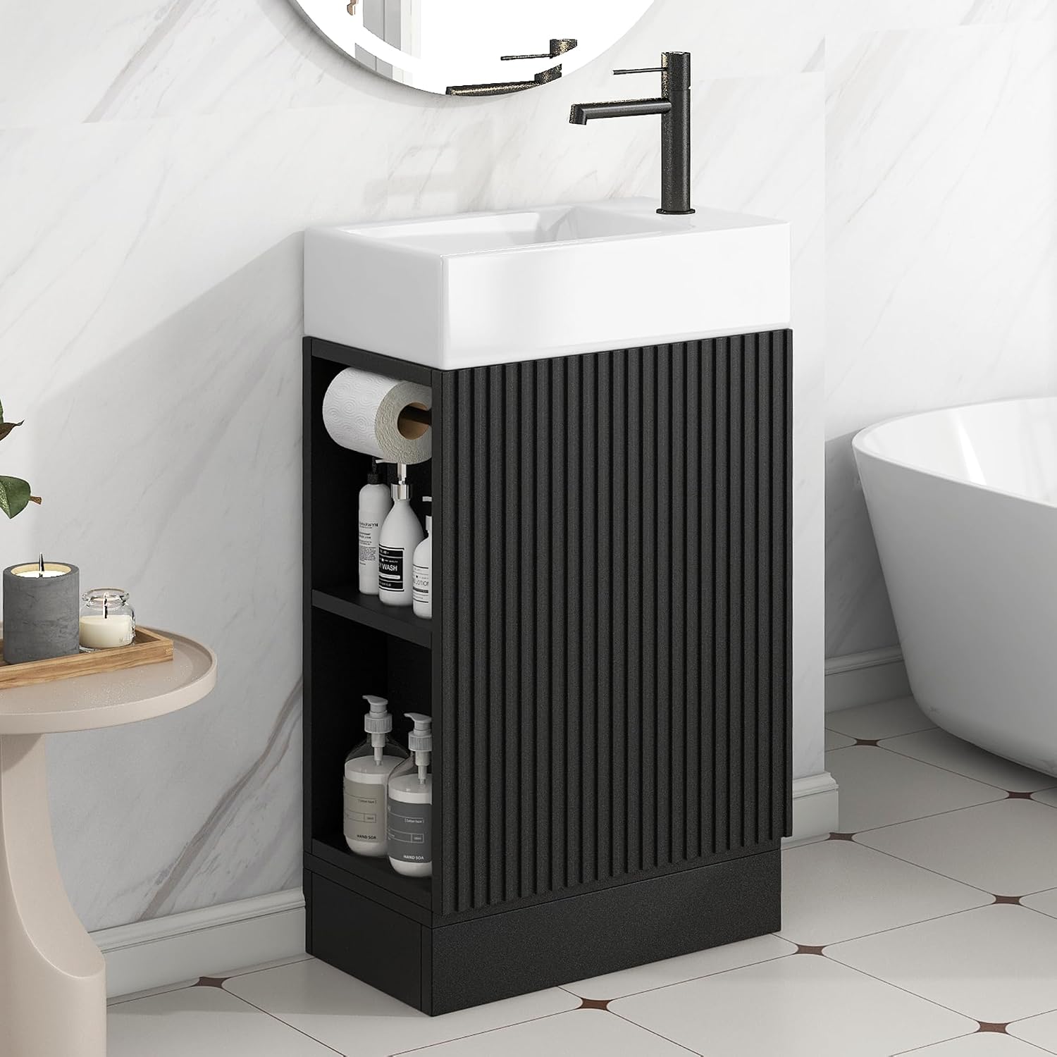 18 Inch Modern Bathroom Vanity - Toilet Paper Holder avaliação e preço