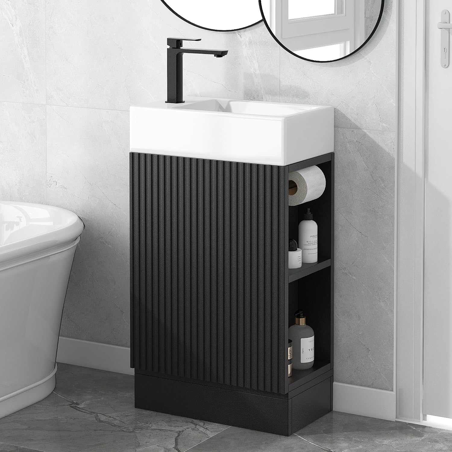 18 Inch Modern Bathroom Vanity - Toilet Paper Holder avaliação e preço