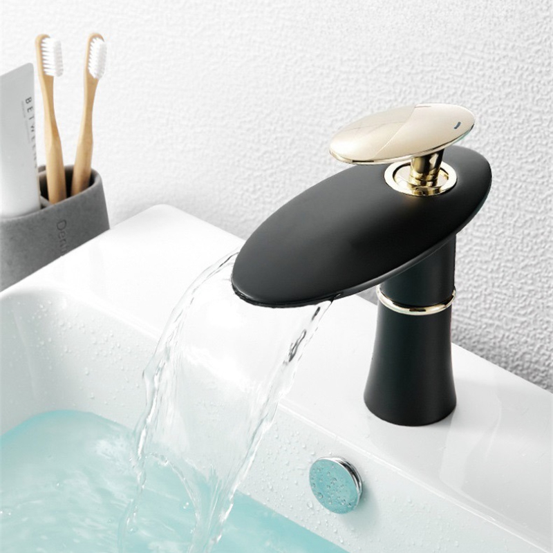 White/Black Gold Waterfall Bas - Home Hardware Bathroom Faucets avaliação e preço