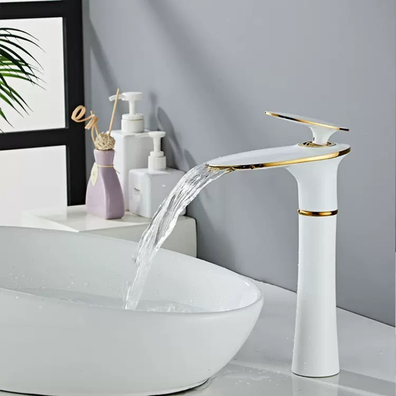 White/Black Gold Waterfall Bas - Home Hardware Bathroom Faucets avaliação e preço