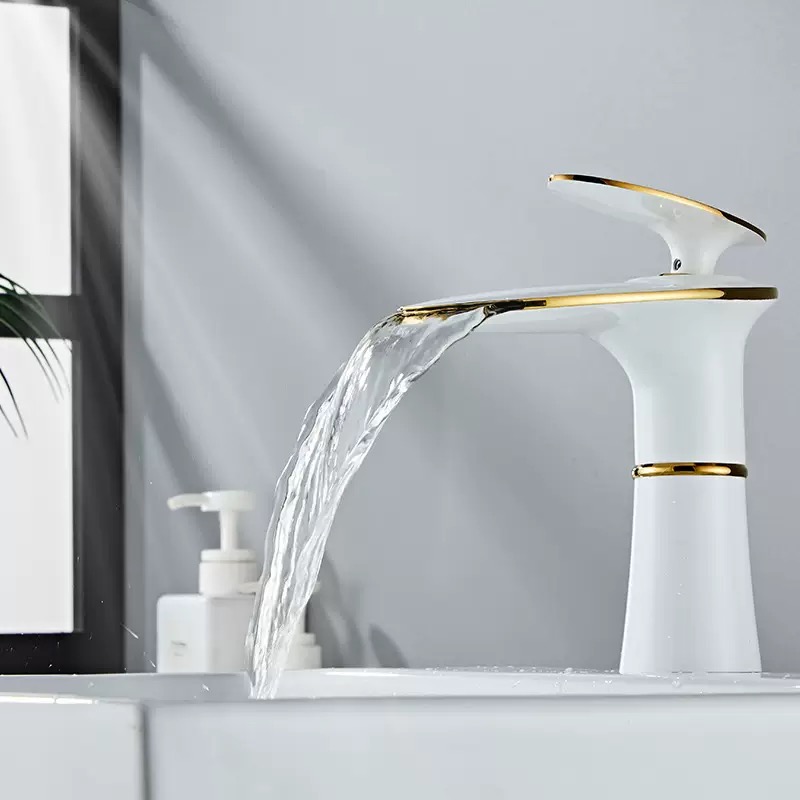 White/Black Gold Waterfall Bas - Home Hardware Bathroom Faucets avaliação e preço