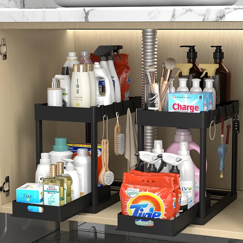 2-Tier Sliding Under Sink Orga - Home Goods Bathroom Cabinets avaliação e preço