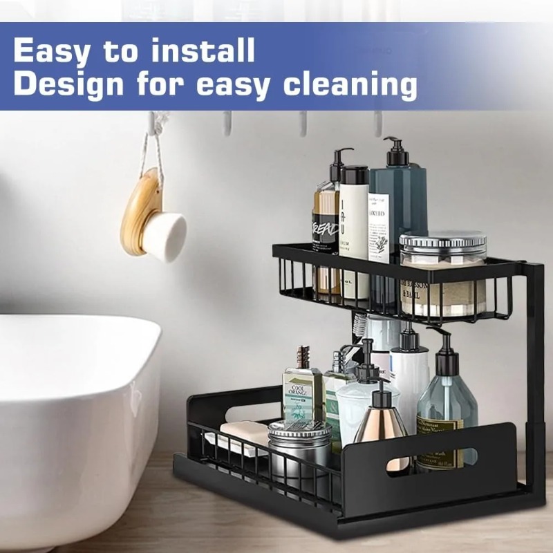 2 Tier Under Sink Organizer Pu - Home Goods Bathroom Cabinets avaliação e preço
